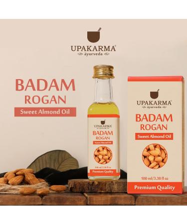 UPAKARMA 100% Natural Cold Pressed Sweet Almond Oil - 100ml | Pure Badam Rogan Oil for Skin & Hair - Buy Online on SooperMarket.com