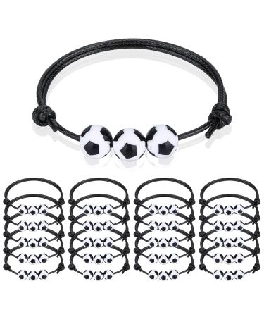 20 Pcs Sport Theme Charm Bracelets,Soccer Basketball Football Baseball Volleyball Bracelet Adjustable Inspirational Sport Beads Ball Bracelet with Charm for Teens Students Adults Outdoor Gift 20PCS-Soccer