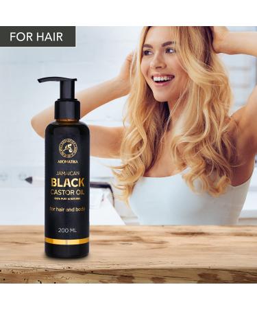 Jamaican Black Castor Oil 200ml - Natural Cold-Pressed Carrier Oil for Hair Eyelashes Eyebrows Beard & Nails - Ricinus Communis - Buy Online on SooperMarket.com