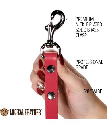 Logical Leather 6ft Heavy Duty Full Grain Leather Dog Leash - Pink - Buy Online on SooperMarket.com