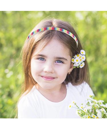 WLLHYF Glitter Headband 4pcs Plastic Sparkly Cute Non Slip Chunky Hairbands Thick Bling Confetti Rainbow Hair Bands with Teeth Little Girls Colorful Hair Accessories Rainbow color - Buy Online on SooperMarket.com