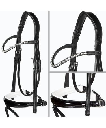 Heinick-Reitsport bridle anatomical Performance white lacquer conical RH bridle hook Warmblood Selection (Glow-Silver)