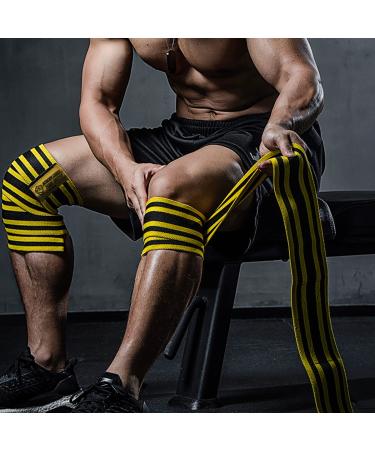 TAVIEW Weightlifting Knee Choner & Elbow Support - 1 Pair 180cm Elastic Compression for Powerlifting Fitness Cross-Training & Gym - Yellow - Buy Online on SooperMarket.com