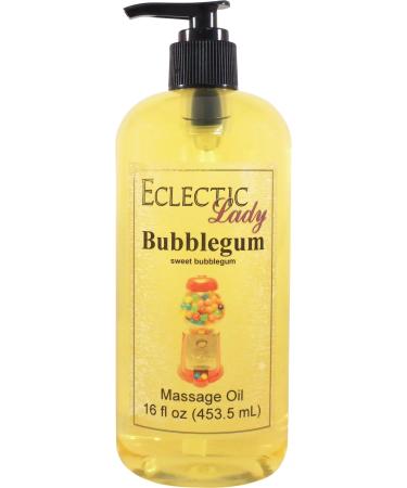 Bubblegum Massage Oil 16 oz With Sweet Almond Oil and Jojoba Oil Preservative Free Perfect for Aromatherapy and Relaxation 16 Ounce