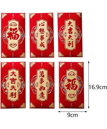 6 Pieces New Year Red Envelopes Hong Bao Traditional 2024 Dragon Year Hongbao Red Packet for Birthday Spring Festival Wedding Style G - Buy Online on SooperMarket.com