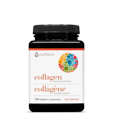 Youtheory Collagen Advanced Formula with Vitamin C Hydrolyzed Formula for Optimal Absorption Skin Hair Nails and Joint Support 180 Count