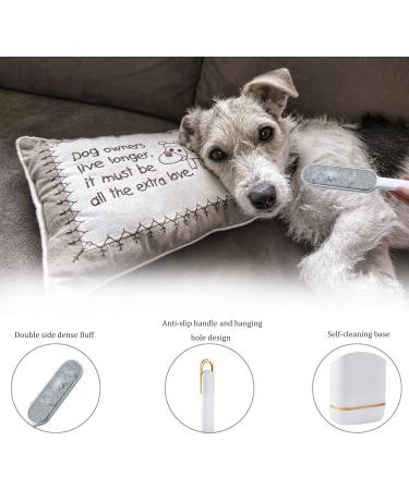Cat Hair Remover & Pet Lint Brushes - Self-Cleaning Double-Sided Loose Hair Catcher for Dogs & Cats | Effective Hair Cleaner for Clothes Sofa & Carpet (White - Buy Online on SooperMarket.com