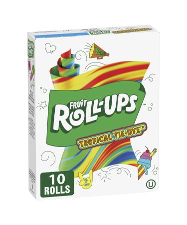 BETTY CROCKER FRUIT ROLLUPS - Tropical Tie-Dye Fruit Flavoured Snacks Pack of 10 Rolls Fruit Flavoured Snacks Fruit Roll-Ups