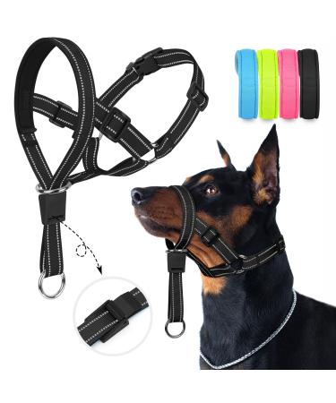 Weesiber Gentle Leader Dog Halver-adjustable muzzle line padded halter for dogs to prevent strong pull on a leash (black l) Large black