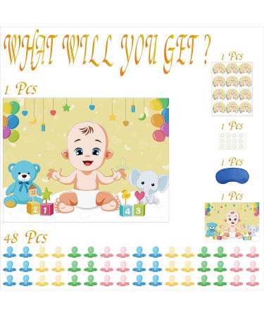Morcheiong Pin the Pacifier Baby Game - 48 Pacifiers for Baby Shower Party Favors & Decorations - Fun Entertainment for New Parents - Buy Online on SooperMarket.com