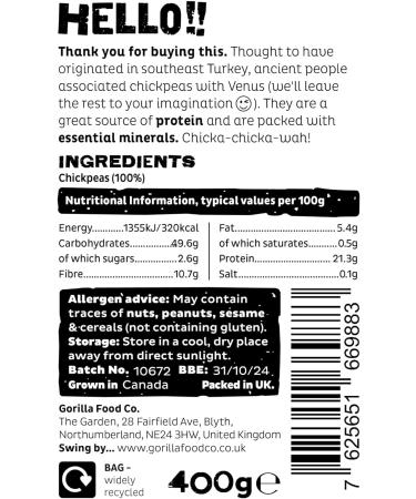 Gorilla Food Co. Chickpeas Dried - 400g - Buy Online on SooperMarket.com