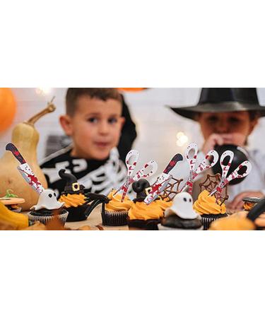 Dzrige 24 Pieces Halloween Cupcake Toppers Wrappers Horror Cake Decoration Scary Bloody Knife Scissors Food Decor Party Suppliers for Halloween Theme Party Ghost Party Birthday Party - Buy Online on SooperMarket.com