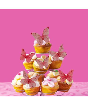 Arthsdite 40Pcs Edible Wafer Paper Butterfly Cupcake Toppers 3D Cake Realistic Pastel Butterfly Decoration for Birthday Party Wedding Food Decorations - Pink Pink 2 - Buy Online on SooperMarket.com