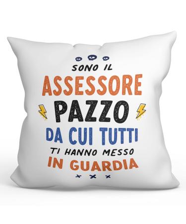 MUGFFINS COUNCILLOR man Cushion Padding included - in Italian - Tutti ti hanno messo in guardia - Funny gift - Pillow: cover and filling 15.7x15.7 inches Assessore_masc