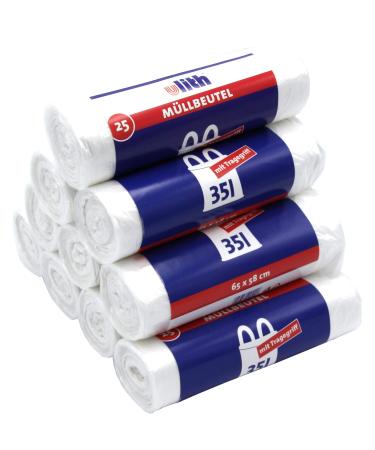Ulith 35 Litre Garbage Bags with Handle 35 Litres - Tear Resistant and Liquid Tight - Recyclable Product and Packaging Pack of 10