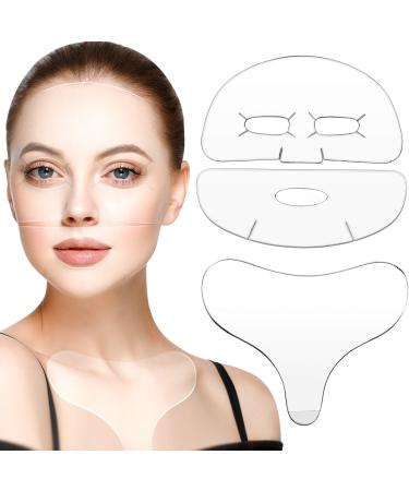 3 Pieces Facial Chest Wrinkle Pad Set, Silicone Chest Pad with 2 Pieces Face Patches, Reduce Wrinkle Patches overnight for Eyes Mouth Cheek Smile Fine Lines and Chest, Smooth Your Skin