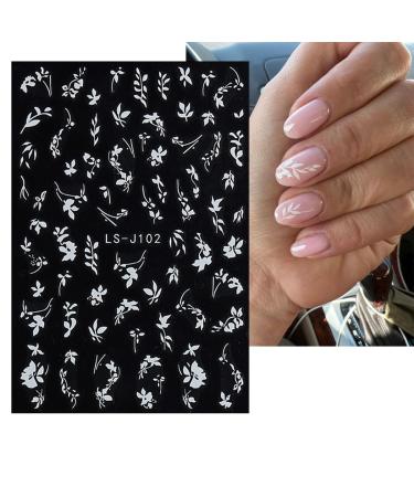 6 Sheets 3D Flower Nail Art Stickers - Self-Adhesive Leaf & Floral Designs for DIY Manicure - Red White Black Nail Decals for Women - Buy Online on SooperMarket.com