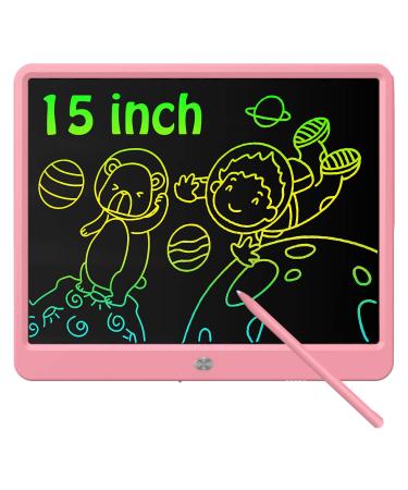 DEECAM 15 inches LCD writing board children pink lcd writing tablet d writing board with locking function reusable gifts for boys and girls 15 inches pink