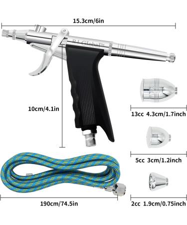 Double Action Airbrush Kit with Trigger Air Brush Spray Gun - 0.2mm, 0.3mm, 0.5mm Needles - Ideal for Tattoo, Makeup, Nail Art, Hobby - Includes 3 Sets Nozzles, Air Cap, Paint Cups, Air Hose - Buy Online on SooperMarket.com