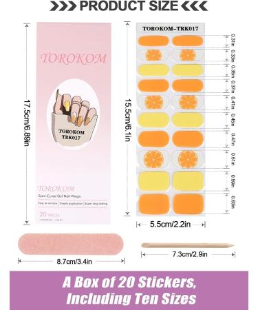 EBANKU Semi Cured Gel Nail Strips - Long Lasting Waterproof Nail Polish Wraps in Yellow and Orange | Includes Cuticle Stick, Nail File, Wipes - DIY Gel Nail Stickers - Buy Online on SooperMarket.com