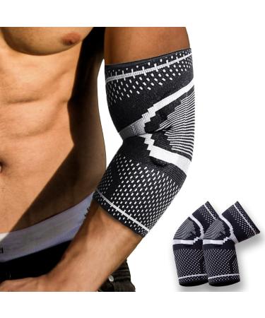 GIRYES Elbow Support Sleeve 2 Pieces Non-Slip Elbow Brace Compression Arm Supports for Tennis Elbow Arthritis Tendonitis Joint Pain Moisture Wicking Golfer's Elbow(XL) XL Black