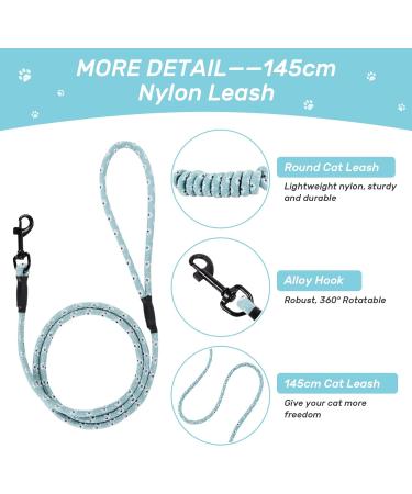 Petom Flower Pattern Cat Dishes & Leash Set - Breaking-Proof Adjustable Chest Strap for Small & Medium Cats - Light Green - Buy Online on SooperMarket.com