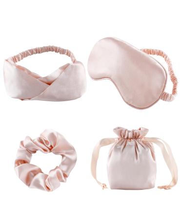 Eye Shade Set Breathable Eye Face Cover with Silky Smooth Soft Cover Scrunchy Hair Tie Headband and Carrying Pouch Solid Lightweight Color