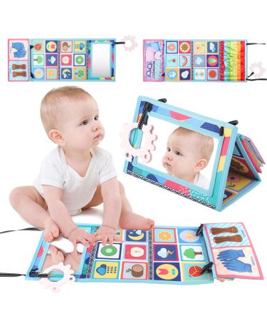 Towwoo Baby Spiegel with a crackling book Montessori Baby toy 0-12 months foldable abdominal base sensory toys ideal as a feelings for newborns