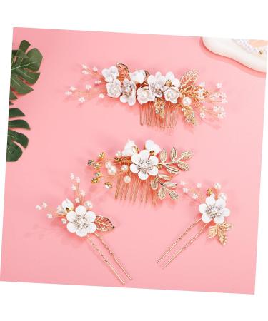 PLAFOPE 1 Set Comb Set Bride Side Combs Hair Decorations U Shaped Hair Pins Rhinestones Wedding Side Comb Wedding Hair Pins Wedding Veil Combs Flower Bridal Combs Hair Flowers Pearl White - Buy Online on SooperMarket.com