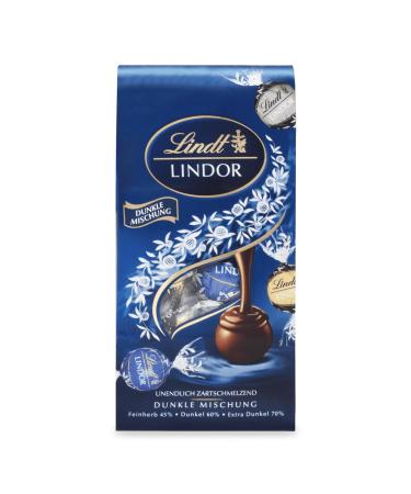 Lindt chocolate lindor dark mix4 x 136 g bags approx. 10 balls Dark chocolate with filling varieties of fine herb Dark 60% and Dark 70% |Praline gift |Chocolate gift dark mixture 136 g (4 Pack)