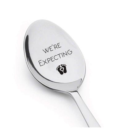 Boston Creative company LLC We're Expecting Spoon Pregnancy Announcement Spoon New Baby Mom You're Going to be a Daddy Gift Unique Announcement for Having a Baby Engraved Unique Gift Ideas
