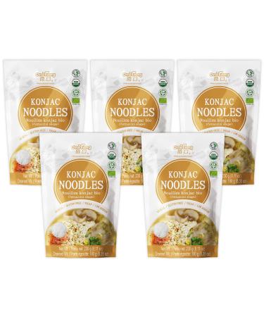 ONETANG Organic Shirataki Konjac Fettuccini Pasta, 5 Pack Inside, Vegan, Low Calorie Food, Gluten Free, Fat Free, Keto Friendly, Low Carbs, Healthy Diet 40.6 Oz