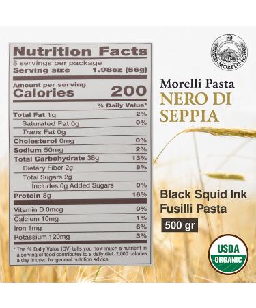 Morelli Squid Ink Pasta Fusilli (Rotini) - Organic Italian Pasta - Black Pasta Noodles - Durum Wheat Semolina - Nero Di Seppia Made in Italy - 1.1 Lb (500g) (2 pack) 1.1 Pound (Pack of 2) - Buy Online on SooperMarket.com