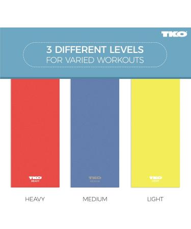 TKO Resistance Bands Set - 3 Pack | Flat Elastic Exercise Gear for Men & Women | Light Medium Heavy Resistance Levels for Fitness & Workout - Buy Online on SooperMarket.com
