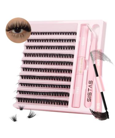 DIY Lash Extension Kit 200pcs Lash Clusters Individual Lashes Eyelash Extension Kit D Curl Volume Cluster Eyelashes with Lash Bond and Seal and Lash Tweezers Application at Home Lash Extension Kit(50D 50D KIT