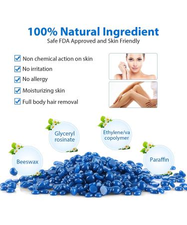 Madors Hard Wax Beads 1lb Kit with 10 Applicator Sticks - Hair Removal for Full Body, Facial, Brazilian, Bikini, and Legs (Blue) - Buy Online on SooperMarket.com