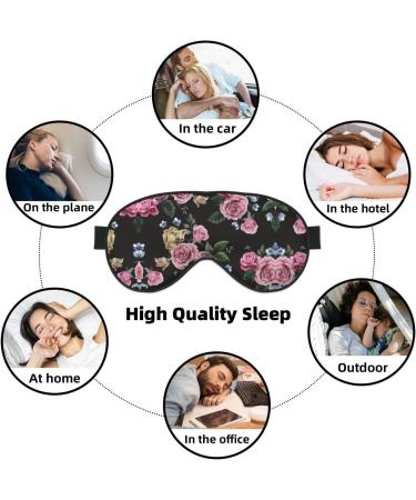 Shop Black Background Rose Soft Sleep Eye Mask | Breathable Eye Patch for Women | Ideal for Travel & Relaxation - Buy Online on SooperMarket.com