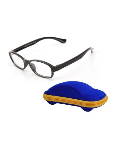 Children's Glasses Frame Without Prescription Clear Lens for Boys & Girls Age 5-12 + Glasses Case Light Black