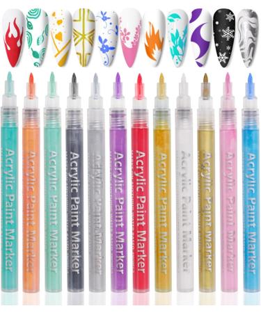 12PCS/Set Nail Art Pens 12 Colors Nail Polish Pens Quick Dry Nail Art Paint Smooth Graffiti Dotting Pen Waterproof Drawing Painting Nail Polish Design Pens - Buy Online on SooperMarket.com