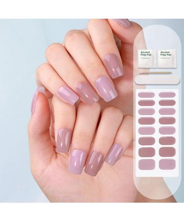 Semi Cured Gel Nail Strips Gel Nail Stickers - 16 Pcs Nail Stickers for Nail Art Soft Self-Adhesive Gel Nail Wraps Easy Apply & Remove for Salon-Quality Manicure Kit (UV/LED Lamp Required) (BSG-0320)