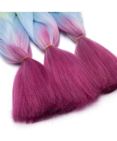 Tess Braids Extensions - Blue Jumbo Braids 60cm | KanCalon Kunsthaar for Box Braids | Ombre Hair Braid 100g (Orange/Blue/Red) - Buy Online on SooperMarket.com