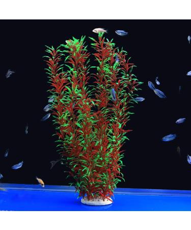 Alegi Large Aquarium Plants Artificial Plastic Fish Tank Plants Decoration Ornaments Safe for All Fish 21 Inches Tall (21inchRed&Green)