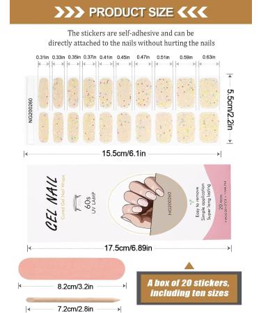 Kalolary 20PCS Luminous Glitter Gel Nail Polish Strips - Glow in the Dark Adhesive Full Wrap Stickers with Nail File - Cream White - Buy Online on SooperMarket.com