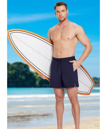 BALEAF Men's 5 Inch Swim Trunks with Compression Liner, Quick Dry 2-in-1 Shorts, Large - Dark Blue - Buy Online on SooperMarket.com