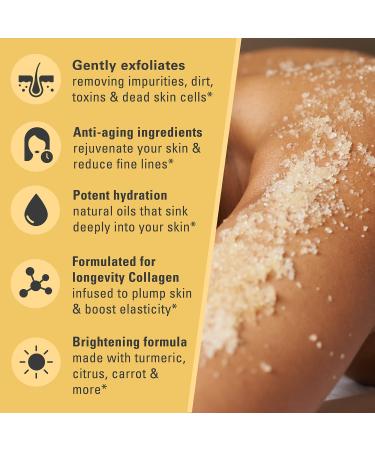 Turmeric Exfoliating Body Scrub with Collagen and Coconut Oil | Gently Exfoliate Face & Body | Moisturizing SkinCare by M3 Naturals - Buy Online on SooperMarket.com