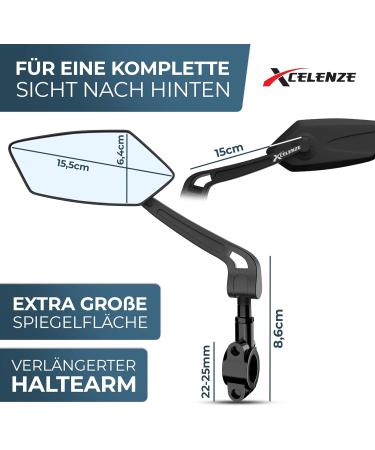 Xcel Rim Bicycle Mirror - Extra Large Impact-Resistant Glass for Handlebar | Perfect for E-Bikes | Foldable Left Return Mirror - Buy Online on SooperMarket.com