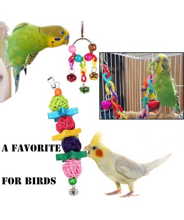 7 Pcs Bird Budgie Toys ESRISE Hanging Bell Pet Bird Cage Hammock Swing Climbing Ladders Toy Wooden Perch Mirror Chewing Toy for Conures Love Birds Small Parakeets Cockatiels Parrot (Muliti-B) - Buy Online on SooperMarket.com