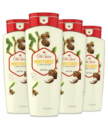 Old Spice Body Wash for Men, Moisturize with Shea Butter Scent, 16 Fl Oz (Pack of 4) Moisturize with Shea Butter Body Wash, 4 Pack