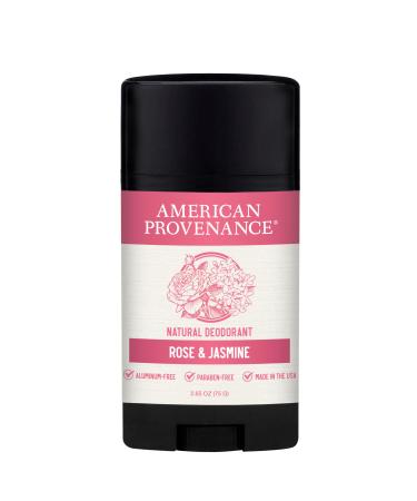 American Provenance Aluminum Free Natural Deodorant For Women and Men - Rose and Jasmine - 24 Hour Odor Protection Cruelty Free - Made in the USA (1 pack)