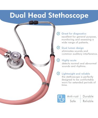 Buy Novamedic Dual Head Sprague Rappaport Stethoscope - Pink 30 inch | Best First Aid Stethoscope for Nurses Doctors & Cardiac Care - International Shipping Available - Buy Online on SooperMarket.com